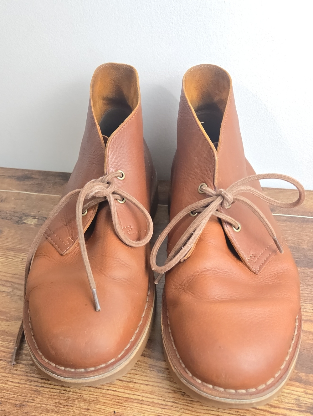 Clarks Men's Bushacre 3 Tan Leather Lace-Up Desert Chukka Boots Sz 10 Euro Boho